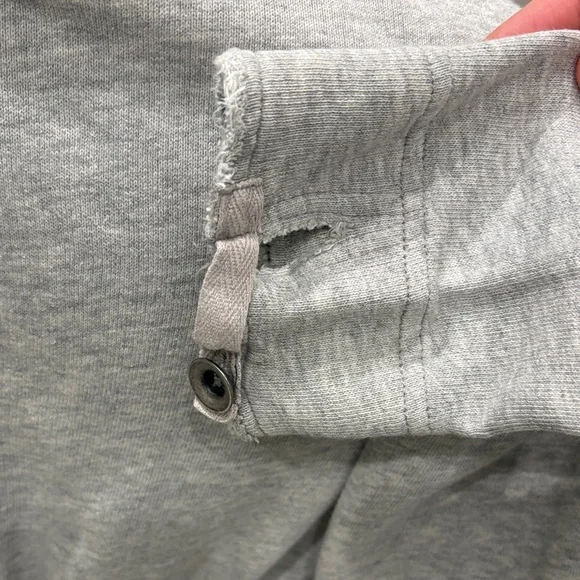 Free People Terry Light Gray Ruffle Asymmetric Cardigan jacket sweatshirt large - Picture 7 of 13